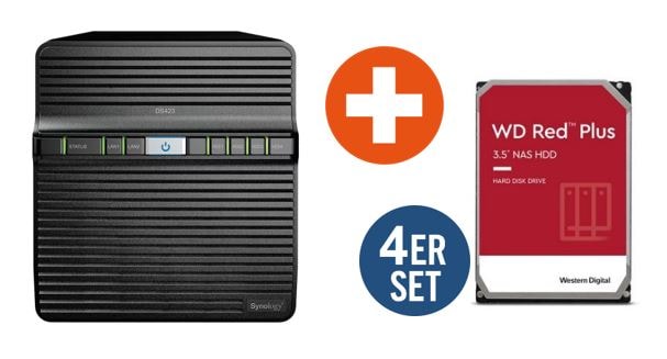 Synology Diskstation DS423 NAS System 4-Bay inkl. 4x 4TB WD Red Plus WD40EFZZ DS423 + 4x WD40EFZZ