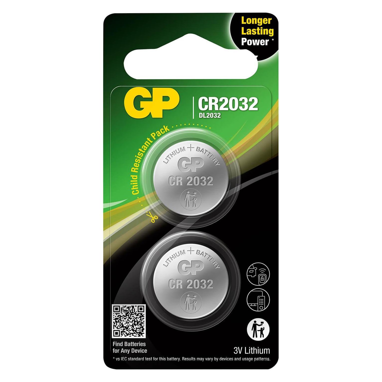 GP Batteries Lithium CR2032 (2 Stk., CR2032, 220 mAh) (0602032C2)