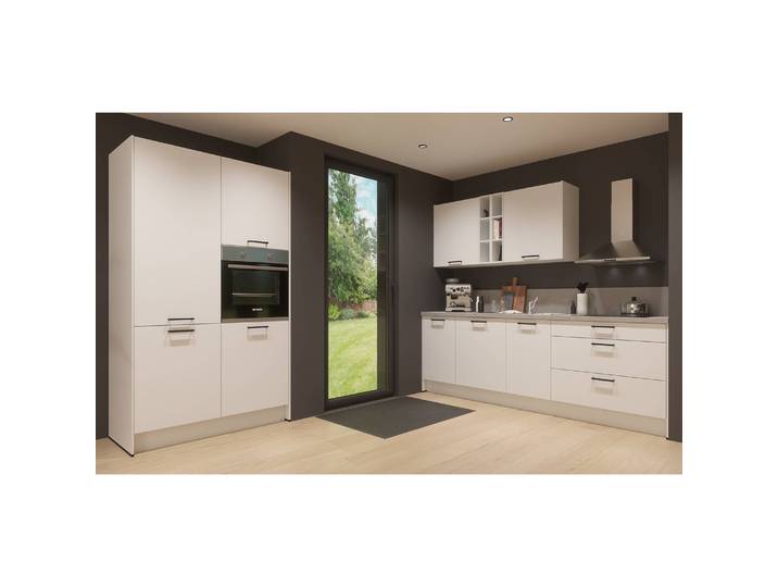Küchenzeile ConceptC II 217 x 60cm Ausrichtung links Weiß/Alpinweiß/Beton Dekor ohne Elektrogeräte