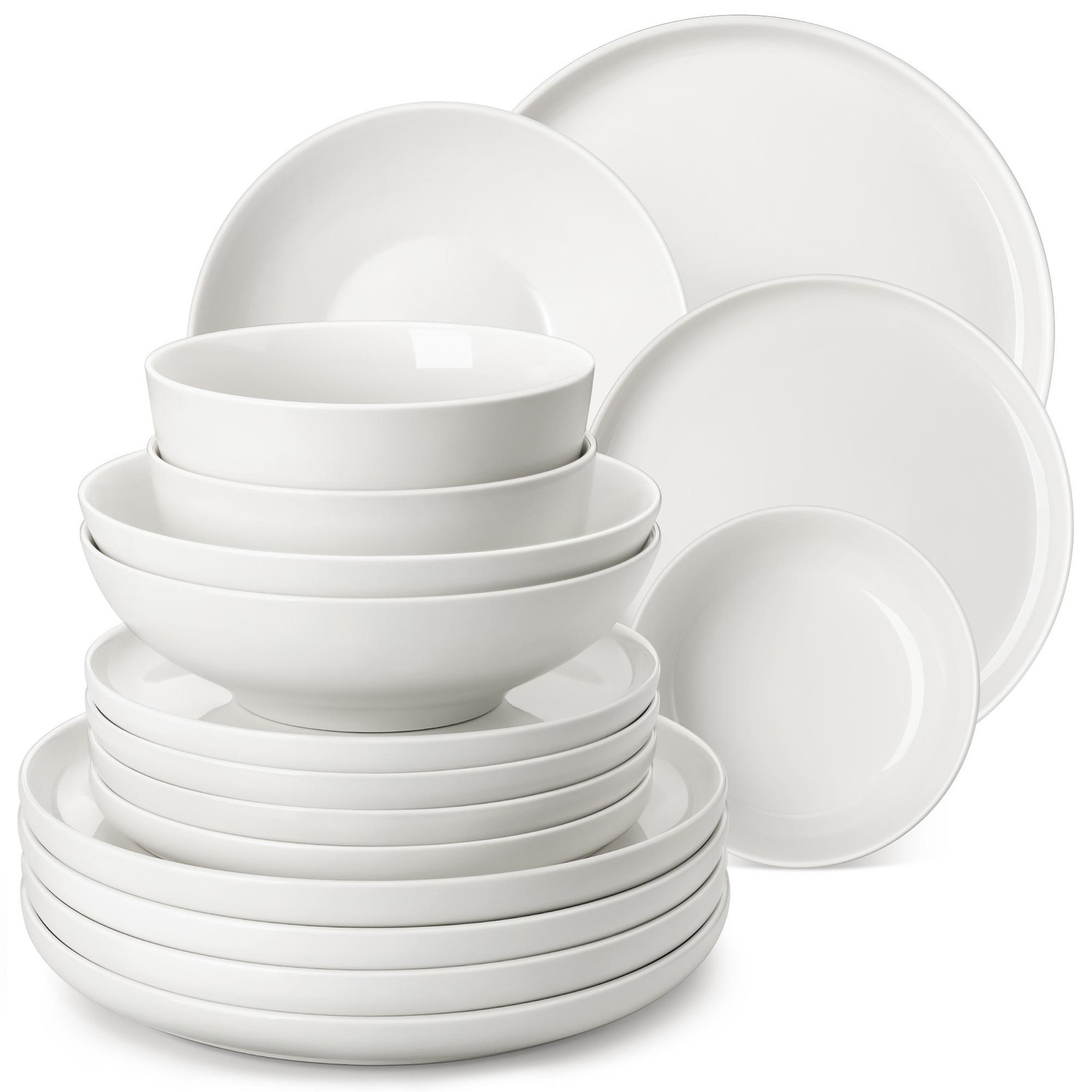 Malacasa 24-delig porseleinen diner servies voor 6 personen, wit