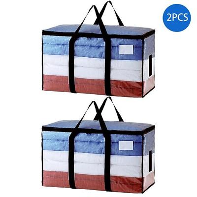 2er-Pack extra große Umzugstaschen, robuste Tragetaschen zur Aufbewahrung mit sichtbarem Fenster, U-förmige Griffe, Aufbewahrungsbox zur Platzersparnis