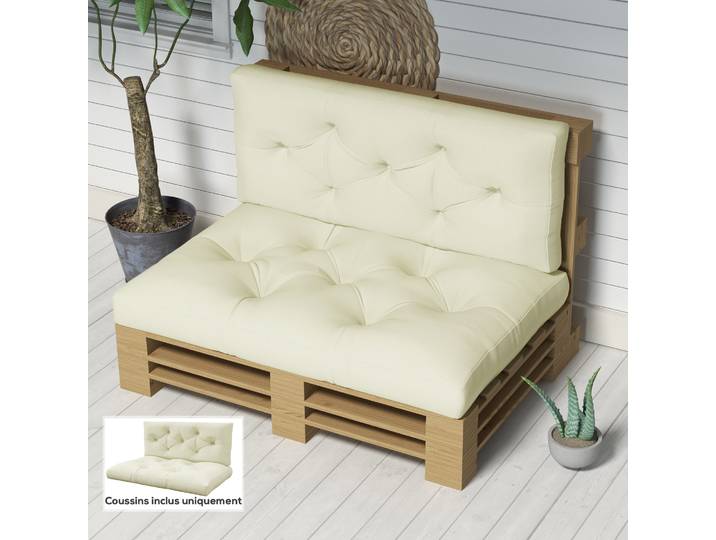 Outsunny Coussins Banc 2 Places 120x80cm Polyester Crème