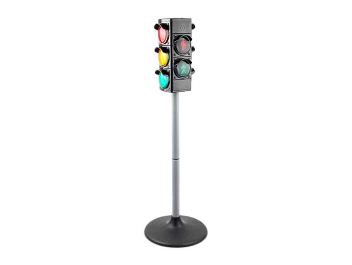 Relaxdays Feu de Circulation pour Enfants\, lumière et Son\, Noir/Argent 69 x 21 x 21 cm\, feu manuel/automatique