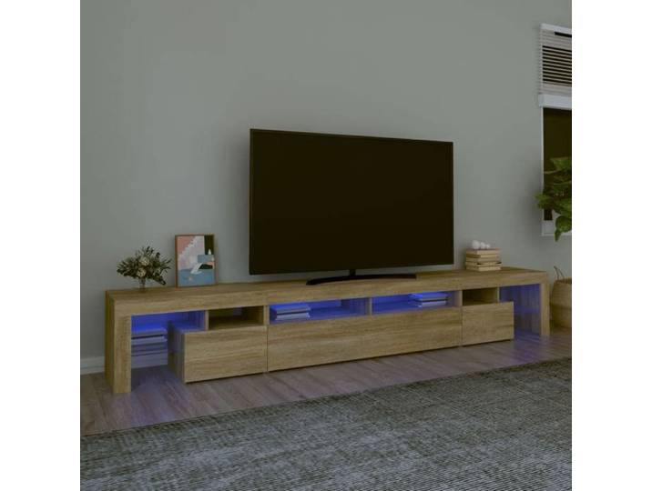 Meuble TV avec Lumières LED Centre de Divertissement Rangement Meuble Média Meuble de Salon Salle de Séjour Maison 3152780