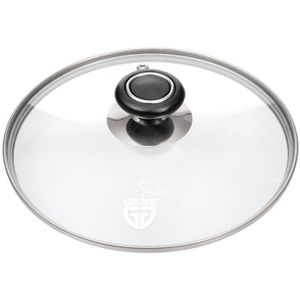 Gräwe Topfdeckel DE020 mit Edelstahlring, aus Glas, mit Kunststoffknauf und Dampfventil, Ø 20 cm