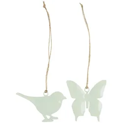 IB Laursen Hängefiguren Vogel und Schmetterling 2er, 8x0,5x8,3 cm, green tea