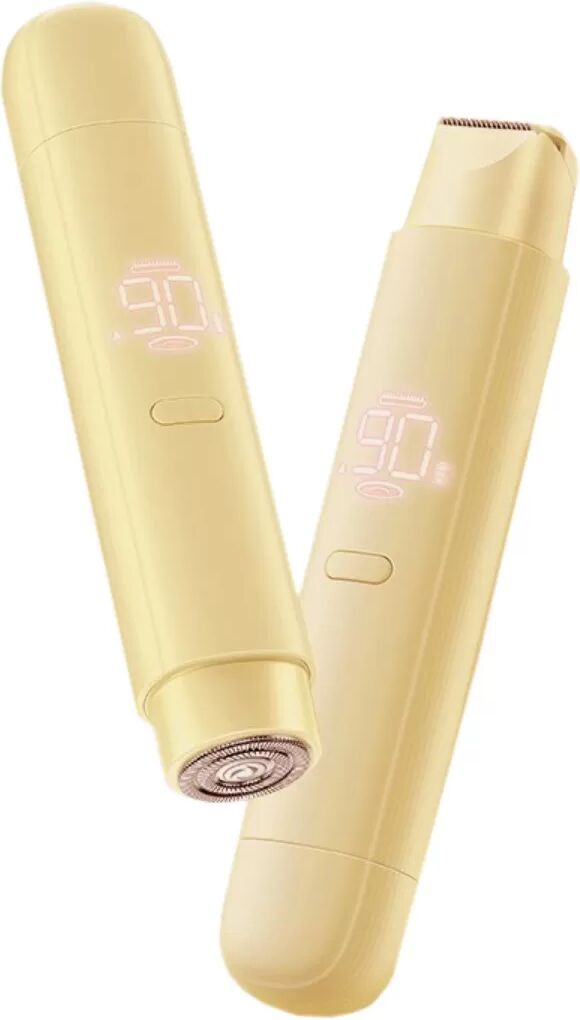 INF Rasoir électrique double tête rechargeable, mouillé et sec, écran LED, IPX6 étanche, USB-C, réglable 0.3~6mm Jaune