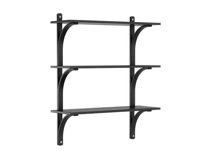 Swedese Levi Regal 3 Fachboden Schwarz lasiertes Esche-Messing, 90 cm