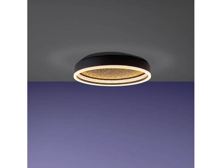 LED-Deckenleuchte Ø 40cm Schwarz Eisen, lackiert Acrylglas LED LED-Platine