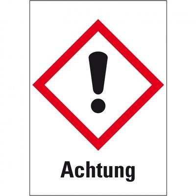 Aufkleber I Gefahrensymbol Ausrufezeichen GHS 07, Achtung, Folie, 74x105mm, GHS-Verordnung