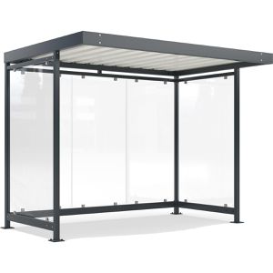 WSM Personenunterstand Köln K3 a/a BS, anthrazit, aus Metall, 3 Wände aus Glas, 318 x 217cm (B/T), für 6 Personen