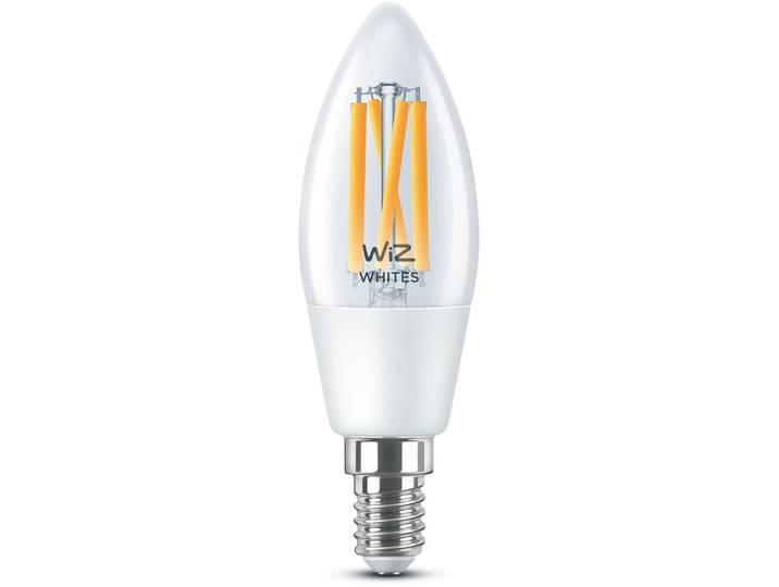 WiZ Philips E14 Smart-LED-Kerze Filament 40 W - LED - Lichtfarbe: Warmweiss – Neutralweiss- LED Leuchtmittel