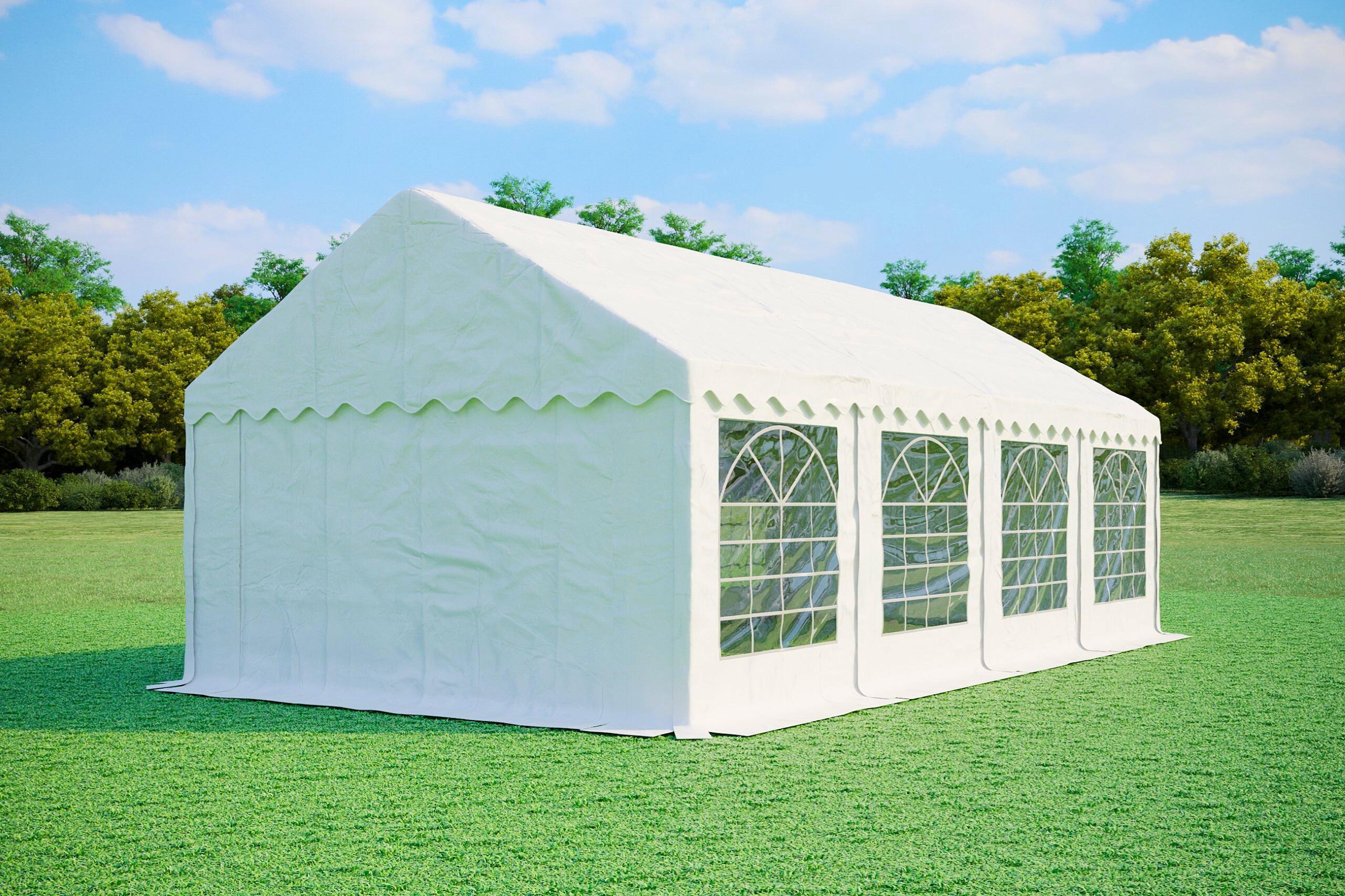 Partyzelt 4x8m - PVC Premium Feuerfest - Weiß