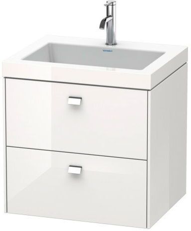 Duravit Brioso c-bonded Waschtisch mit Unterbau BR4605N2222, 60x48cm, Weiß Hochglanz, o. Hahnloch