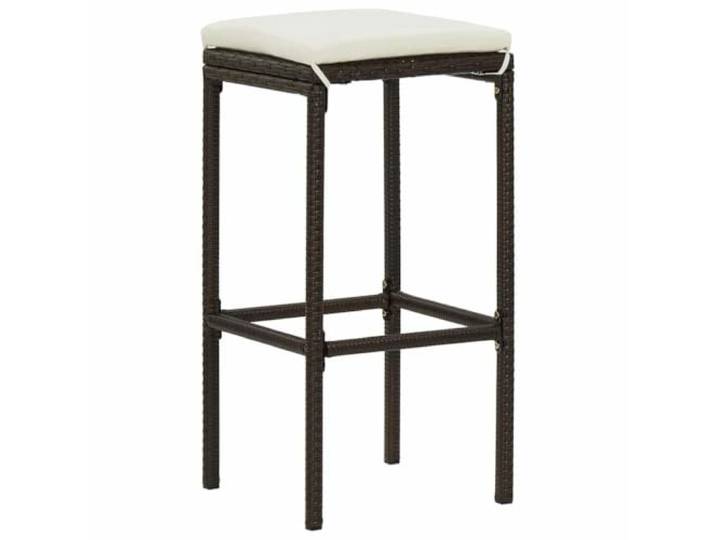 Barhocker, Polyratan, Braun, mit Kissen, 4-teilig, Stahlrahmen Bezug aus Polyester, mit Reißverschluss, waschbar, bequeme Fußstütze, langlebiges Polyrattan, innen und außen