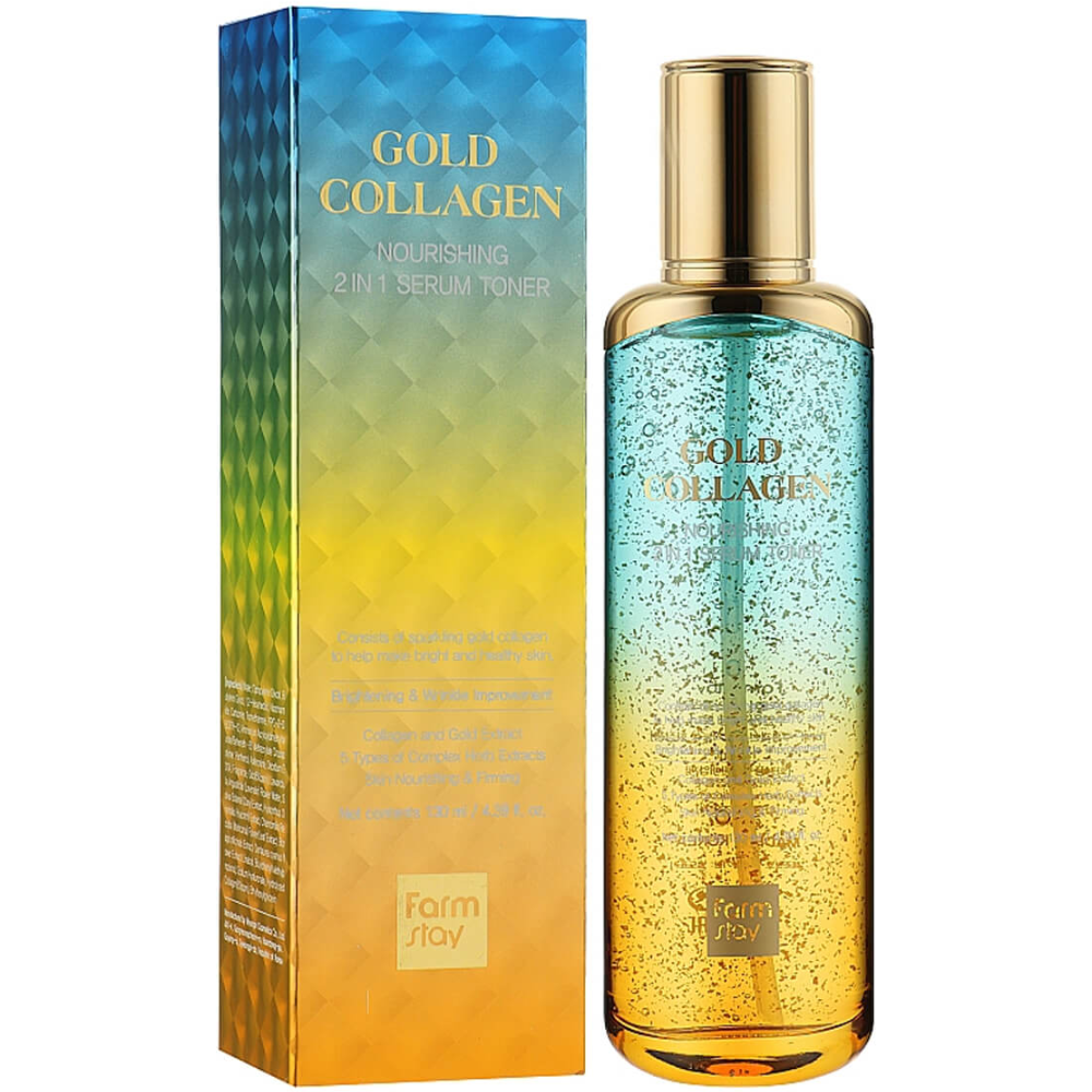FarmStay Gold Collagen Nourishing 2-in-1 Facial Serum Toner 130mL