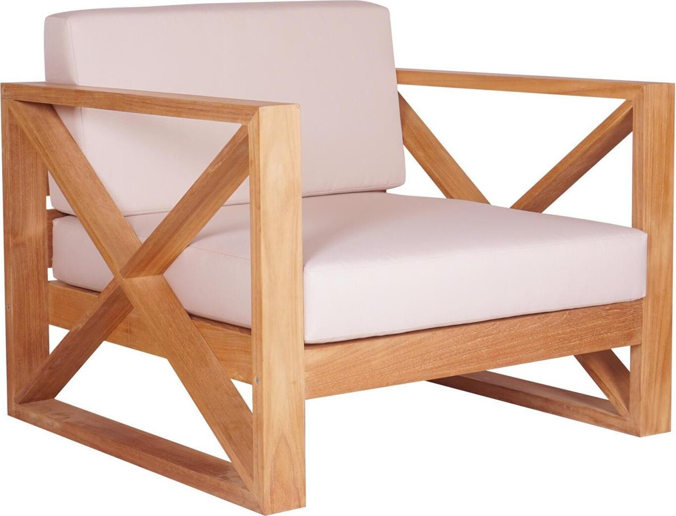 Lestix International Molveno Loungestoel van teakhout met armleuningen en zitkussen