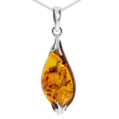 Kette mit Anhänger OSTSEE-SCHMUCK "- Stella - Silber 925/000 - Bernstein" Gr. 45, silber (silber 925, silberfarben, weiß), Schmuck_Sets, Damen, 45, Silber 925 (Sterlingsilber)