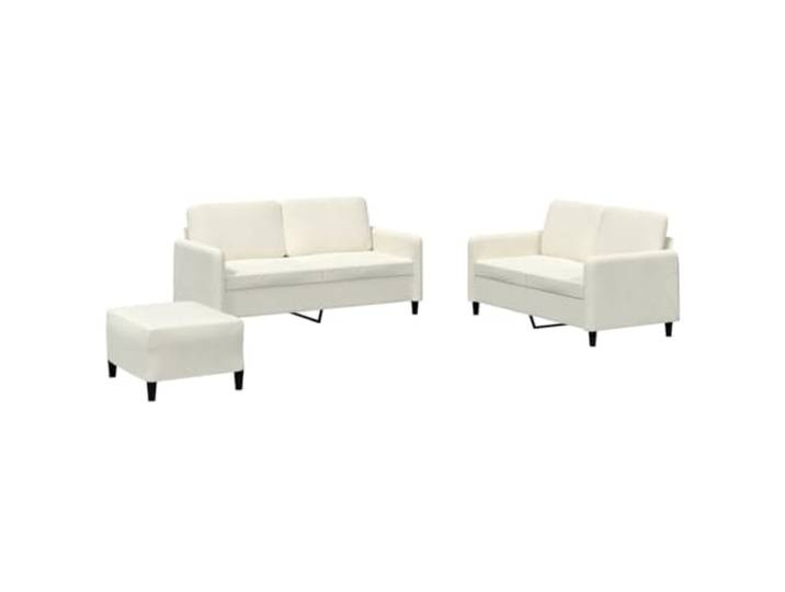 Todiikf 3-TLG. Sofagarnitur mit Fußhocker, Couch-Set aus Samt, Creme Eleganter 2-Sitzer und Hocker aus weichem Samtstoff mit Sperrholz-Metall-Gestell für Wohnzimmer und Entspannungsbereiche.