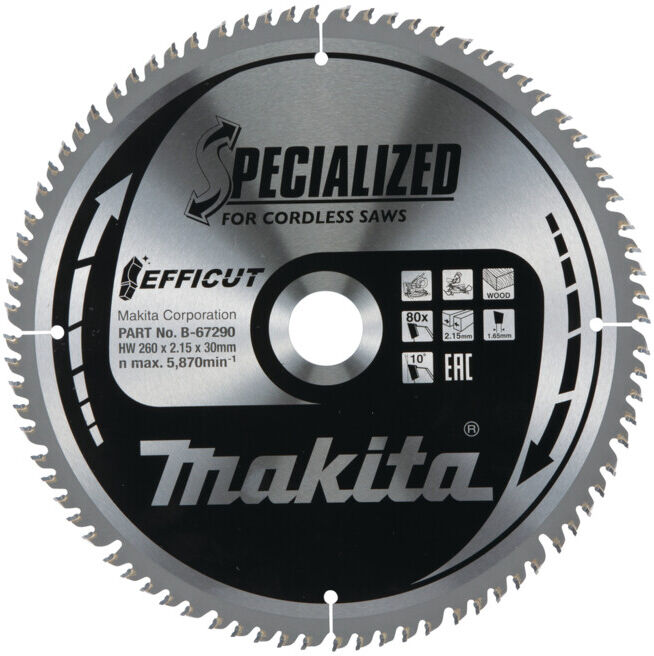 Lame de scie Makita EFFICUT 260x30x80Z (B-67290)