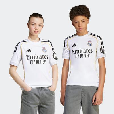 Fußballtrikot ADIDAS PERFORMANCE "REAL MADRID 25/26 KIDS HEIMTRIKOT", Jungen, Gr. 140, weiß, Obermaterial: 100% Polyester, Rundhals, Trikots Fußballtrikot, Real Madrid