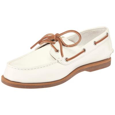 Bootsschuh TIMBERLAND "CEDAR BAY ESSENTIAL BOAT SHOE", Damen, Gr. 39, weiß (natural f grain), Leder, Schuhe Bootsschuh, aus Leder