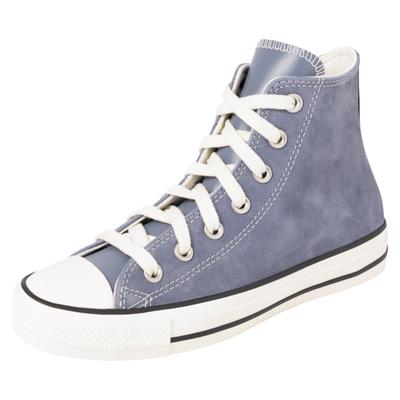 Sneaker CONVERSE "Chuck Taylor All Star", Damen, Gr. 36, Synthetik, blau (shady, egret, schwarz), Leder, Schuhe Sneaker, winterfestes Leder, zwei unterschiedliche farbige Laces inklusive