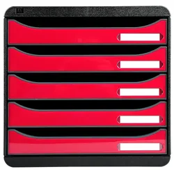 Exacompta 3097284D Schubladenbox Big Box Plus, 5 offene Schubladen, Iderama - Himbeerfarben glossy