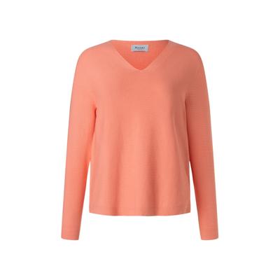 Strickpullover MAERZ MUENCHEN "Maerz Muenchen 322800 Pullover Damen Bekleidung", Damen, Gr. 42, orange, 100% Baumwolle, V-Ausschnitt, Pullover Strickpullover