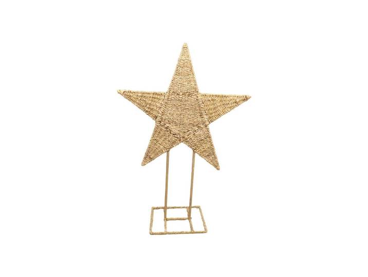 Weihnachtsfigur CHALET Stern Cephei S Stern , gold (beige), B:25cm H:78cm, Metall, Seegras, Dekofiguren, Weihnachtsfigur