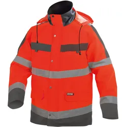DASSY® Atlantis Warnschutz Regen- Parka - neonrot/zementgrau - XS