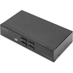 Digitus KVM Switch, 4x1 DP, DP Out,USB, KVM Switch, Schwarz