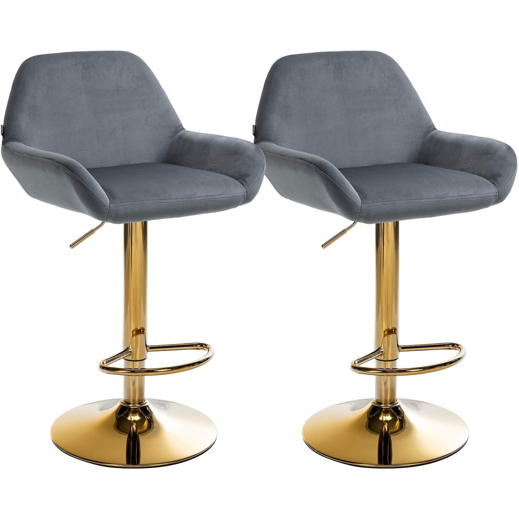 CLP 2er Set Barhocker Braga Gold Samt - Farbe: dunkelgrau