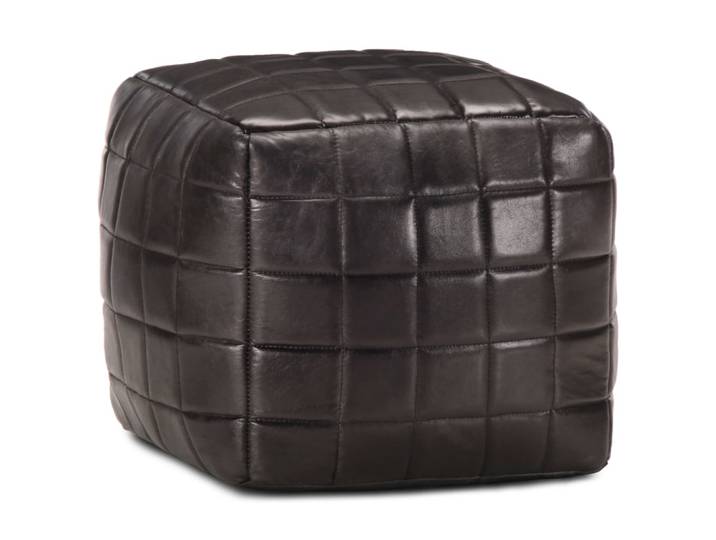 vidaXL Pouf Schwarz 40 x 40 x 40 cm Echtes Ziegenleder