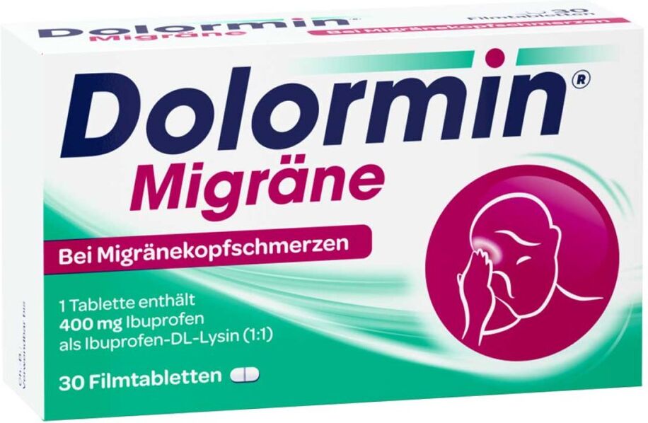 Dolormin Migräne 400 mg Ibuprofen bei Migränekopfschmerzen 30stk
