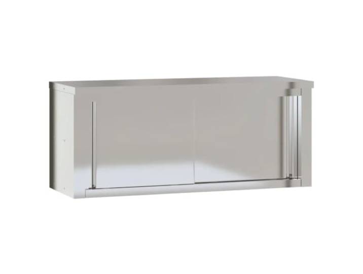 Helloshop26 Wandschrank für die Küche mit Schiebetüren, 110 x 40 x 46 cm, hygienisches Design, silberfarben, Edelstahl 02_0047578