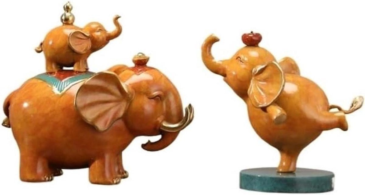 Handgemaakt koperen olifant beeldje als decoratief ornament in koperkleur