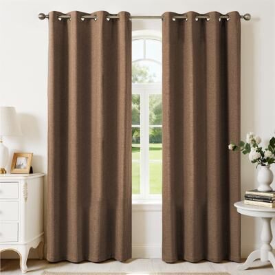 Awesome Home Linen Blend Stripe Grommet Room Darkening Pair