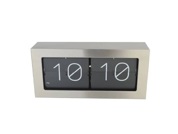 Horloge à rabat en métal argenté, grande horloge de table, horloge de bureau silencieuse, horloges d'intérieur de bureau, chambre à coucher, salon, luxe, brittop