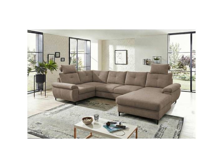 Mid.you Wohnlandschaft Solei U, Taupe, Kunststoff, 4-Sitzer, Ottomane rechts, U-Form, 334x188 cm, Liegefunktion, Wohnzimmer, Sofas & Couches, Wohnlandschaften, Wohnlandschaft U-Form