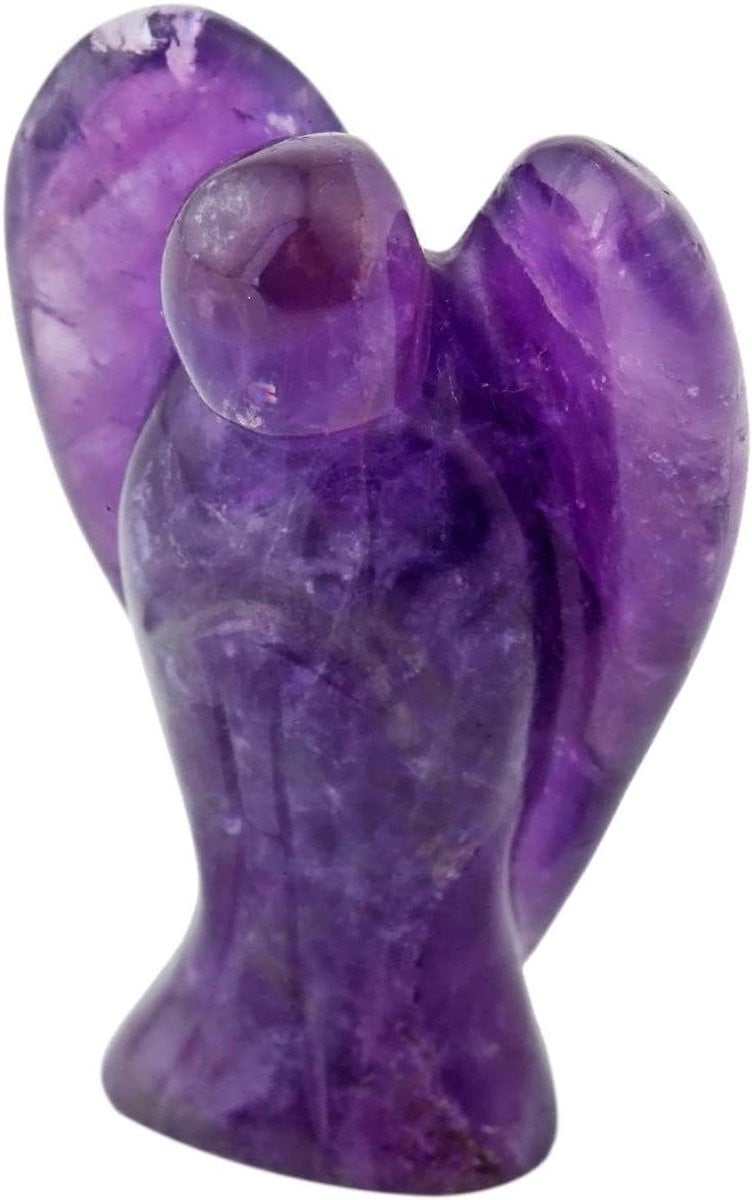 Amethist Engel Beeldje - Paarse Beschermengel van Handgesneden Natuursteen - 3.8 cm