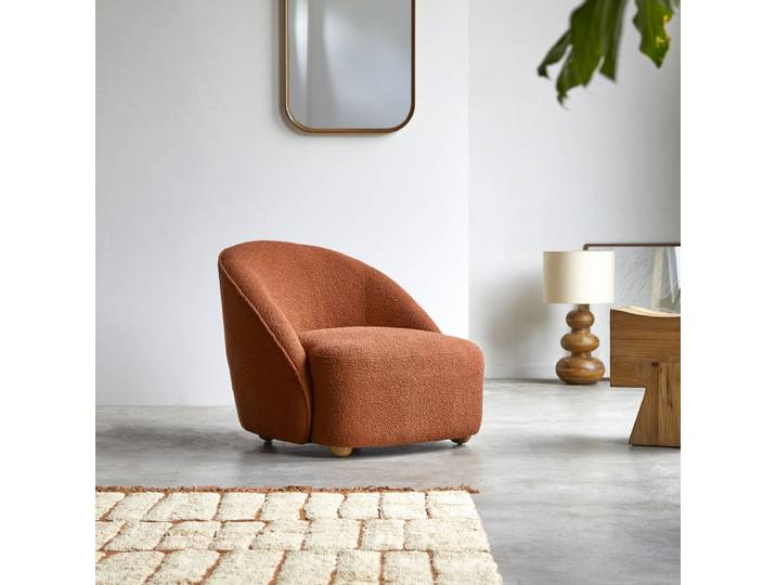 Soren - Sessel aus Akazienholz mit terrakottafarbenem Stoffbezug Soren - Terrakotta - Fabric