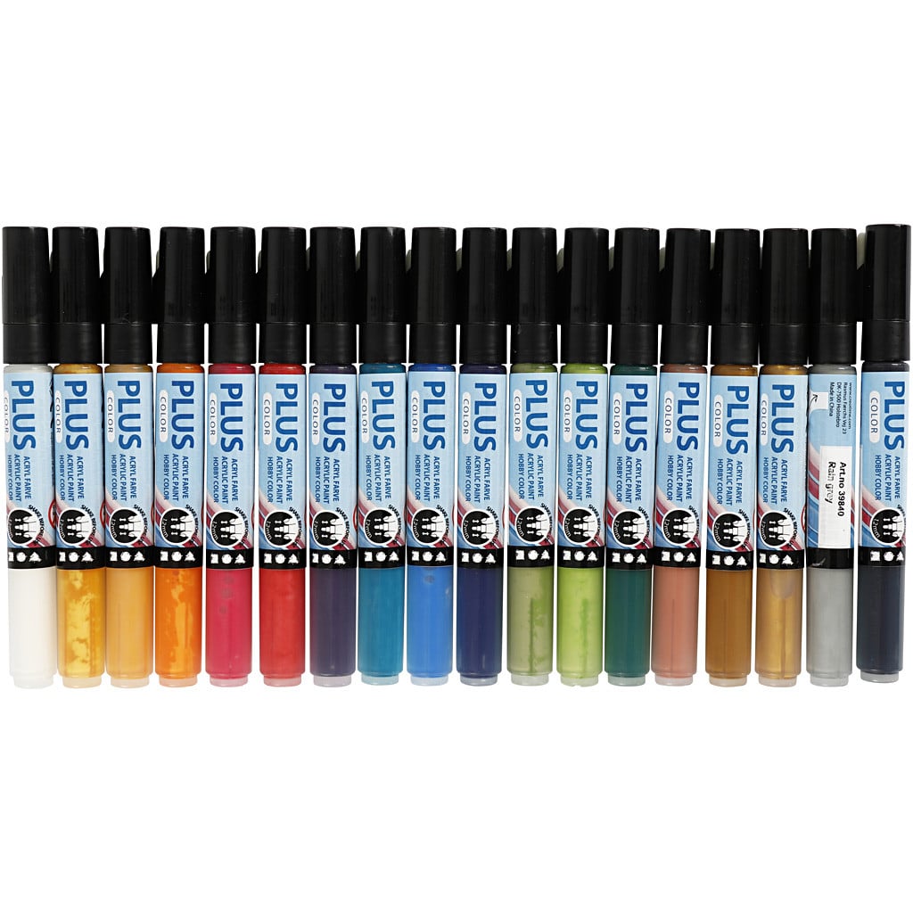 Plus Color Acrylstiften set van 18 kleuren