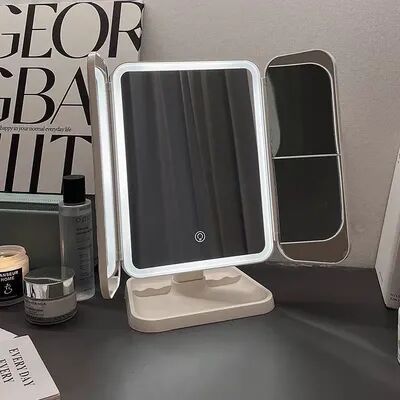 Fusion Finds LED Makeup Mirror With Lights Tri Fold Portable Vanity Mirror For Flawless Beauty LED Makeup Mirror With Lights Tri Fold Portable Vanity Mirror For Flawless Beauty