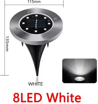 Quick Pick Pro LED Solar Ground Lights Waterproof Outdoor Solar Pathway Lights For Garden, Lawn & Walkways 8led white 4pcs