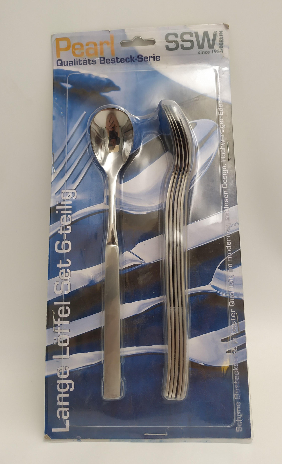 SSW Berlin Pearl lepelset voor latte macchiato, roestvrij staal, satijn afwerking, 6-delig