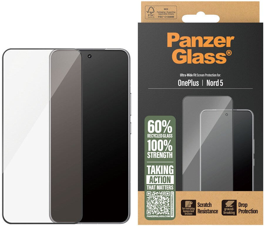 PanzerGlass OnePlus Nord 5 Hærdet Beskyttelsesglas - Ultra Wide Fit - Gennemsigtig