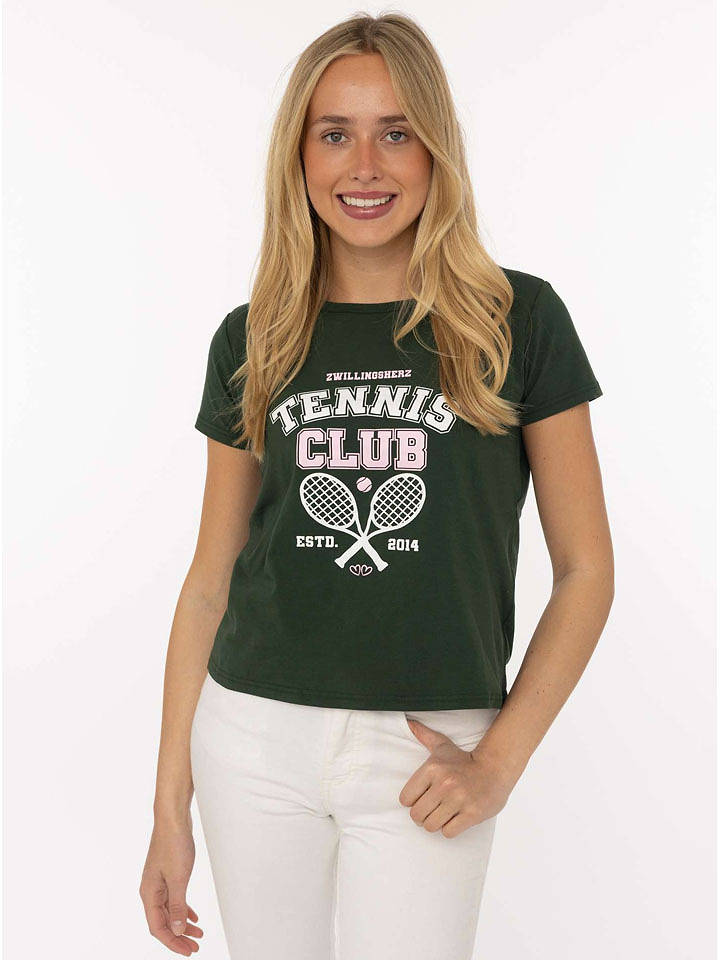Zwillingsherz Shirt "Tennis Club" in Grün - XL
