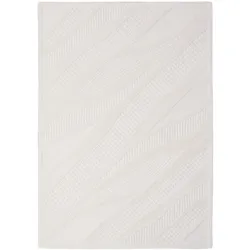 WOLLTEPPICH CARVE, abstrakt, aus Wolle, Weiß, 160 x 230 cm