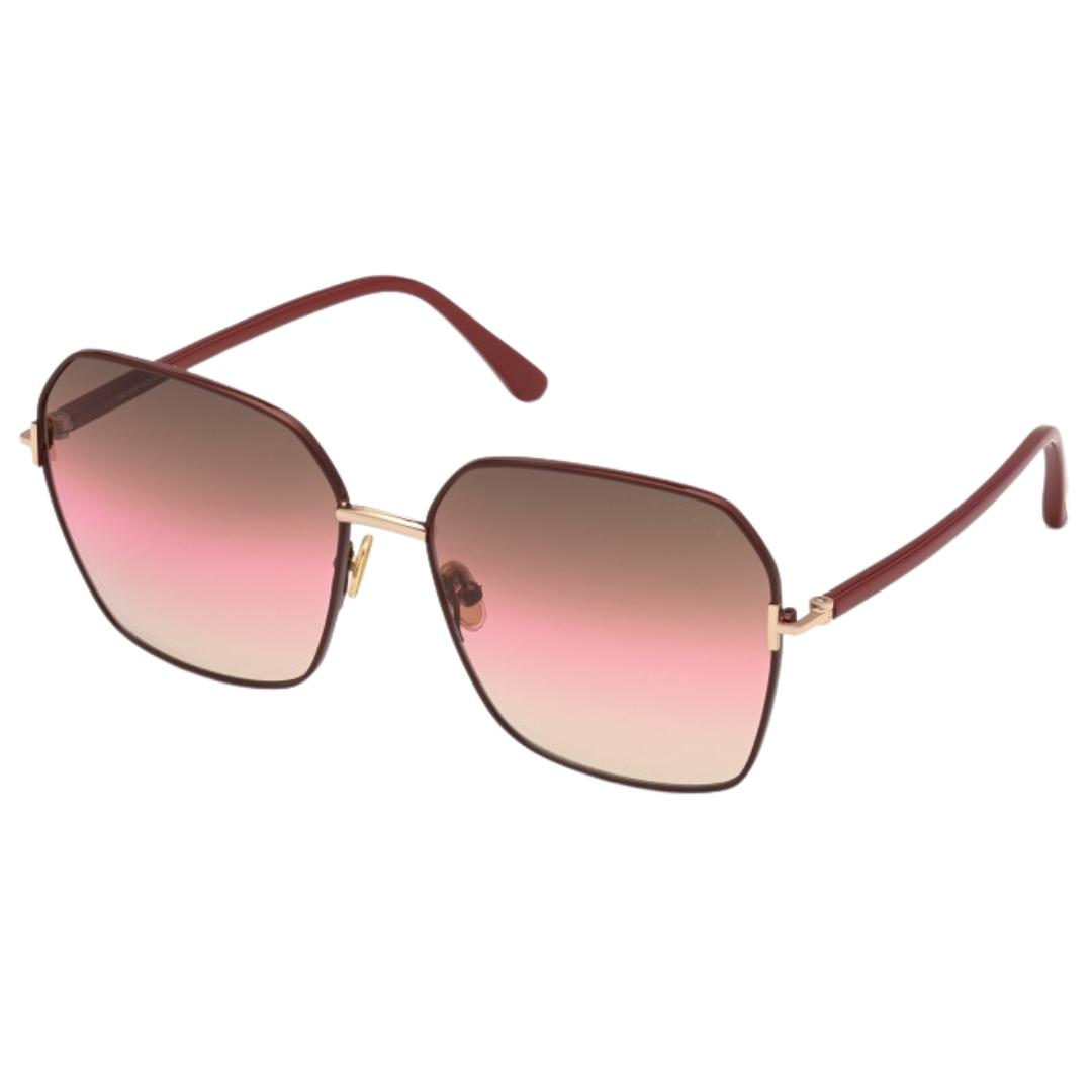 Tom Ford FT0839 69F Claudia-02 glanzende bordeaux zonnebril